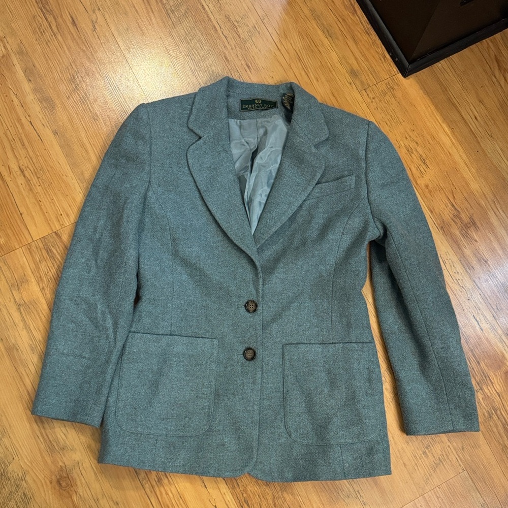 Embassy Row Pure Wool Blazer Vintage Sz 4 Sage/Brown